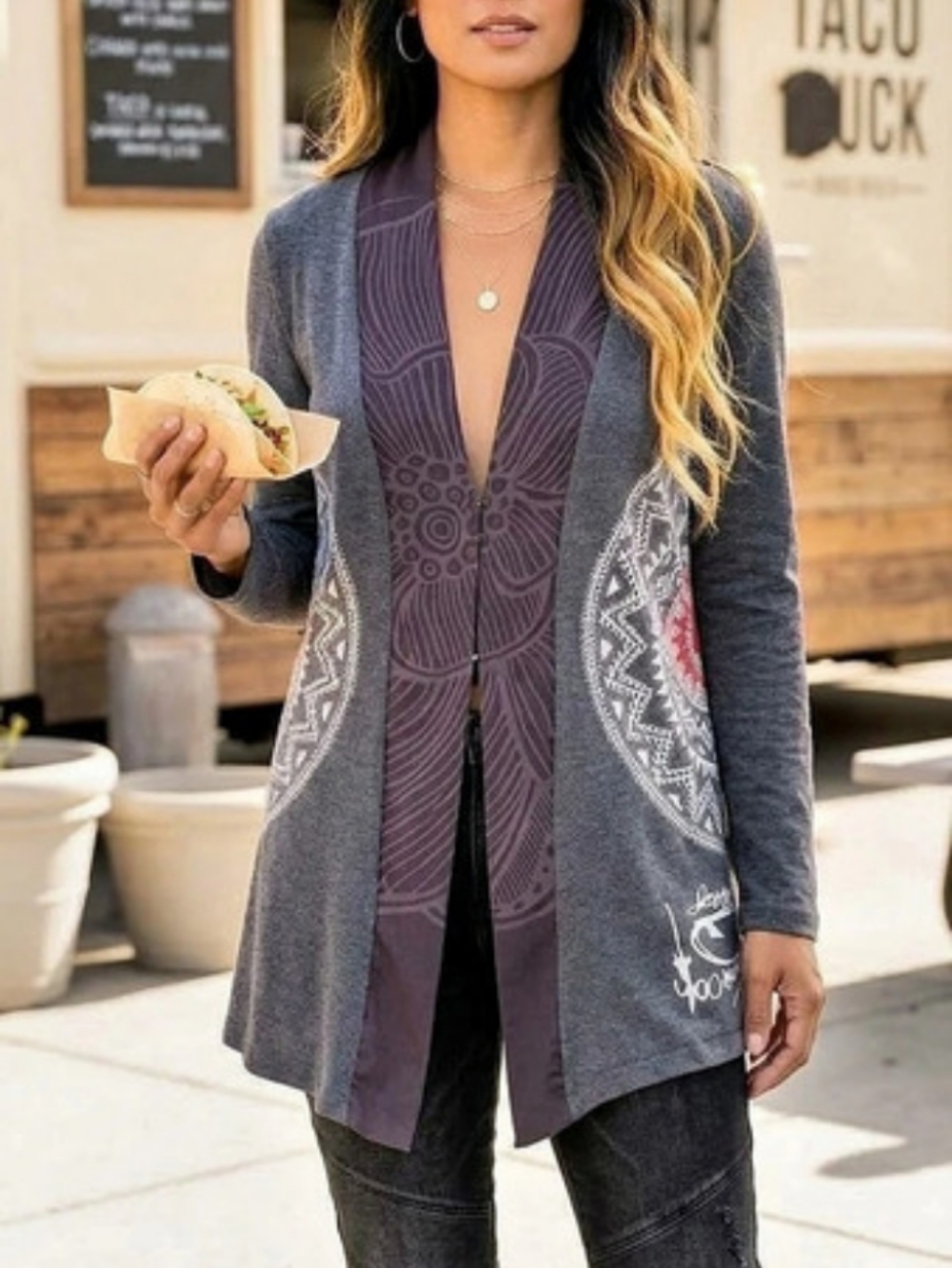 DESIGUAL☮ Boho Style Open Cardigan GUC Fits Sz M